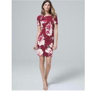 NWT WHBM Dark Sangria Floral Short Sleeve Boatneck Sheath Dress | 4